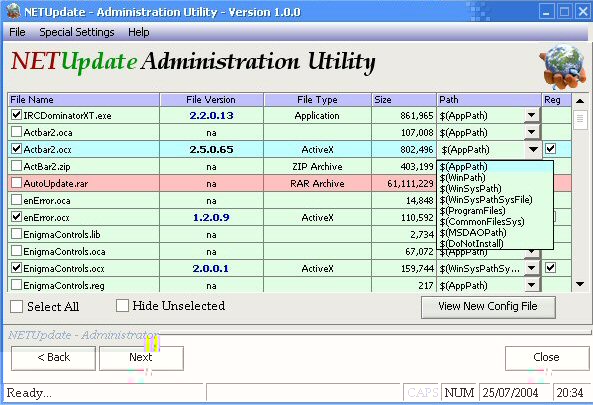 NetUpdate Files List